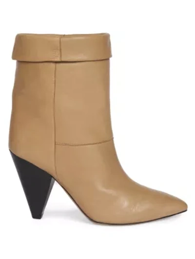 Shop Isabel Marant Women's Luido Point Toe Leather Boots In Taupe