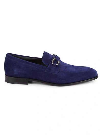 Shop Ferragamo Felice Suede Loafers In Ultra Blue