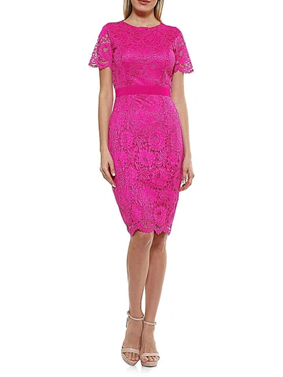 Shop Alexia Admor Women's Lace Sheath Dress In Magenta