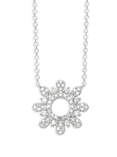 Shop Saks Fifth Avenue Diamond 14k White Gold Sunburst Pendant Necklace