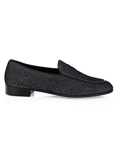 Shop Giuseppe Zanotti Men's Embellished Suede Loafers In Anthracite