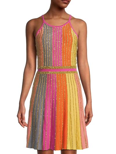 Shop Allison New York Metallic Knit Panel Dress In Multi