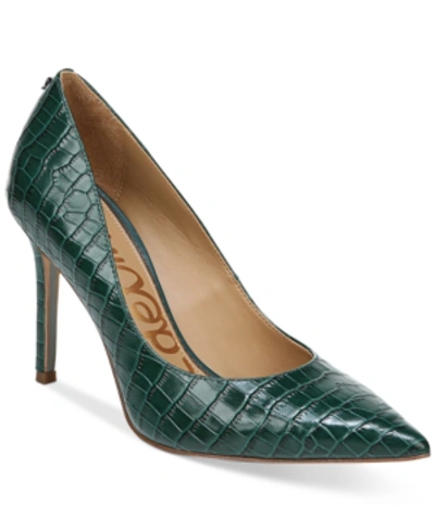 Shop Sam Edelman Women's Hazel Stiletto Pumps Women's Shoes In Green Ivy Croco