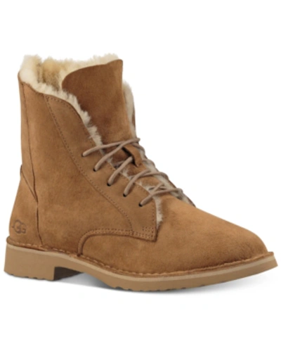 Shop Ugg Women's Quincy Lace-up Boots In Chestnut