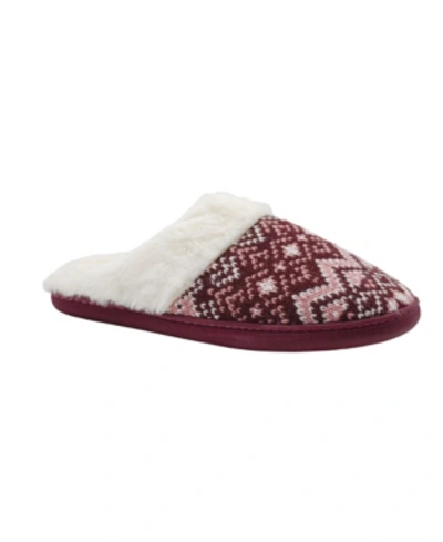 Shop Gold Toe Women's Fair Isle Cozy Knit Comfy Slip On House Slippers In Burgundy