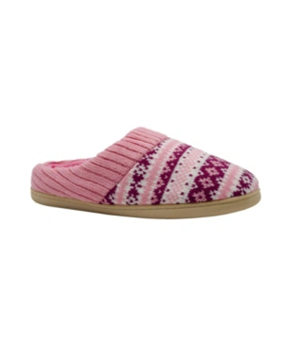 Shop Gold Toe Women's Fair Isle Cozy Knit Comfy Slip On House Slippers In Blush/berry