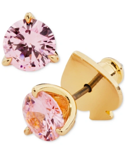 Shop Kate Spade 3-prong Crystal Stud Earrings In Pink