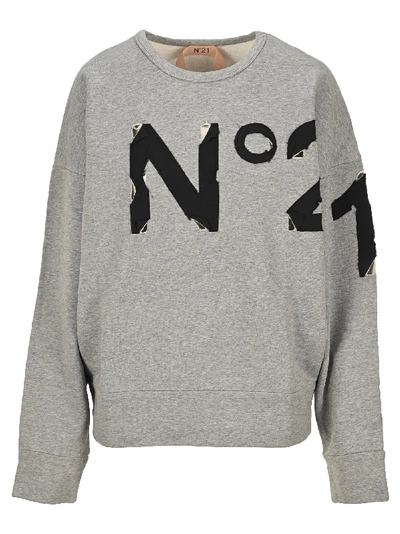 Shop N°21 N21 Logo Patch Sweatshirt In Grey Melange