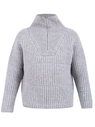 Shop Jacquemus Zipped Sweater In Grey