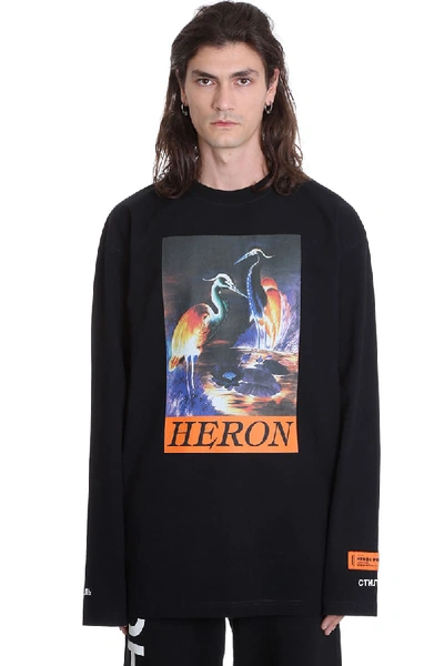 Shop Heron Preston Ls Os Heron T-shirt In Black Cotton