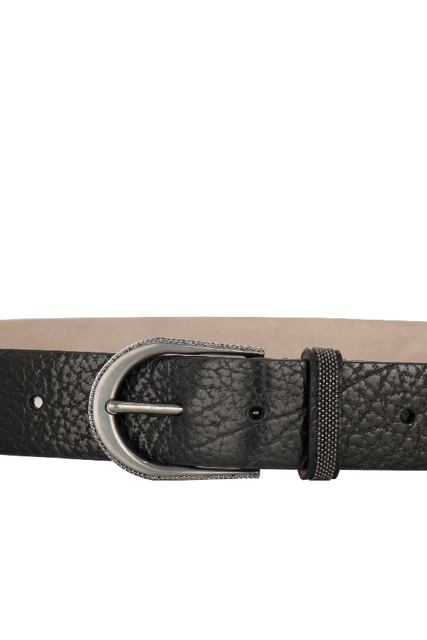 Brunello Cucinelli Women's Black Leather Belt | ModeSens