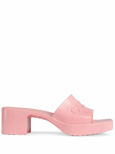 Shop Gucci Women's Pink Rubber Sandals
