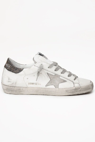 Shop Golden Goose Superstar Leather Upper Suede Star Lurex Heel