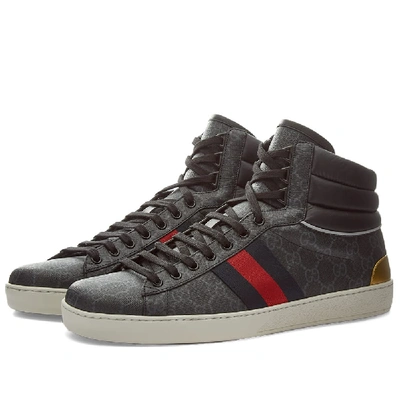 Shop Gucci Gg Jacquard New Ace High Sneaker In Black