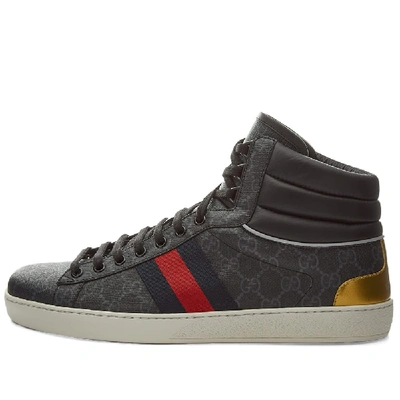 Shop Gucci Gg Jacquard New Ace High Sneaker In Black