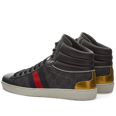 Shop Gucci Gg Jacquard New Ace High Sneaker In Black