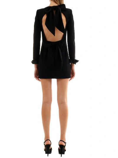 Shop Saint Laurent Backless Dress Back Bows In Black