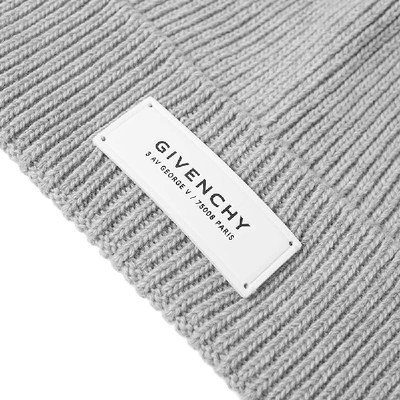 Shop Givenchy Patch Logo Beanie In Grey