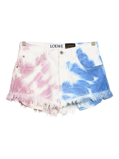 Shop Loewe Paula's Ibiza Tie Dye Denim Shorts In Multicolor