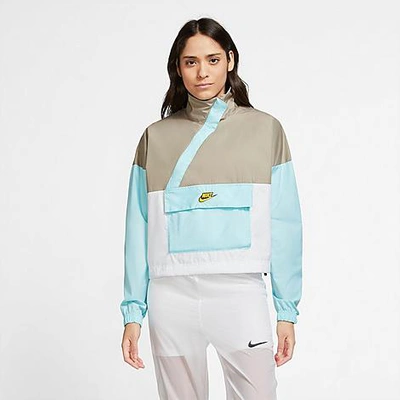 Shop Nike Women's Sportswear Icon Clash Woven Anorak Wind Jacket In Blue