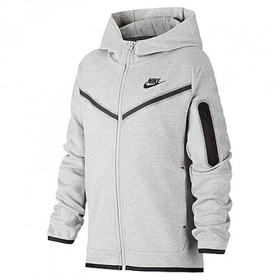 Shop Nike Kids' Sportswear Tech Fleece Full-zip Hoodie In Dark Grey Heather/black