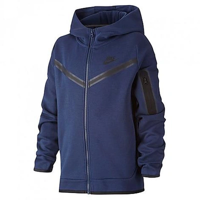 Shop Nike Kids' Sportswear Tech Fleece Full-zip Hoodie In Midnight Navy/black