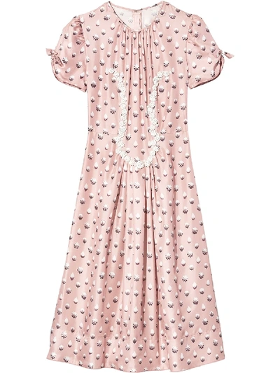 Marc Jacobs The '40s Trompe L'oeil Print Silk Midi Dress In Pink