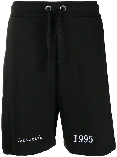 Shop Throwback Embroidered Logo Track Shorts In Black