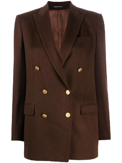 Shop Tagliatore Jasmine Double Breasted Blazer In Brown