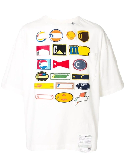 Shop Miharayasuhiro Multi-logo Patch Round Neck T-shirt In White