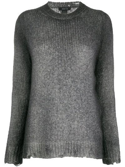 Shop Avant Toi Distressed-effect Crew Neck Jumper In Grey