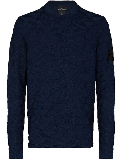 Shop Stone Island Shadow Project Cotton-jacquard Jumper In Blue