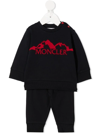 Shop Moncler Two-piece Logo Sweatshirt & Trousers Set In Blue