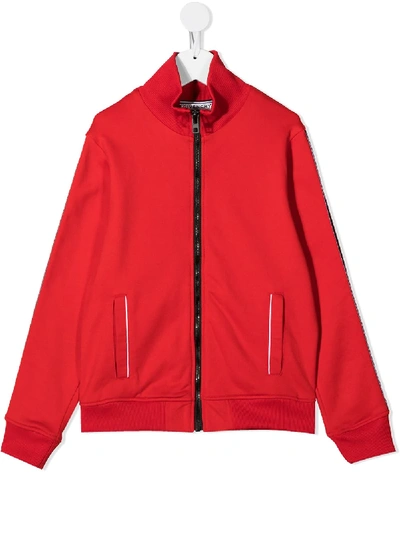 Shop Givenchy Logo Tape Stripe Zipped Track Jacket In Red