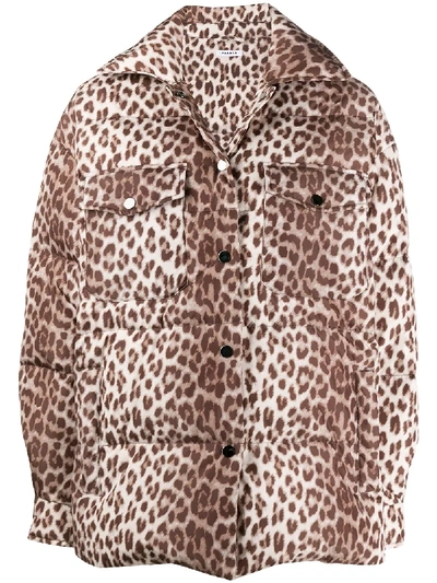 Shop P.a.r.o.s.h Leopard Print Puffer Jacket In Neutrals