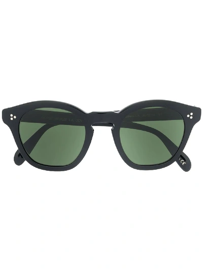 Shop Oliver Peoples Round Frame Tinted Sunglasses In Black