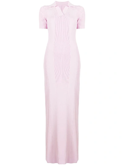 Shop Jacquemus La Robe Maille Polo Maxi-dress In Pink