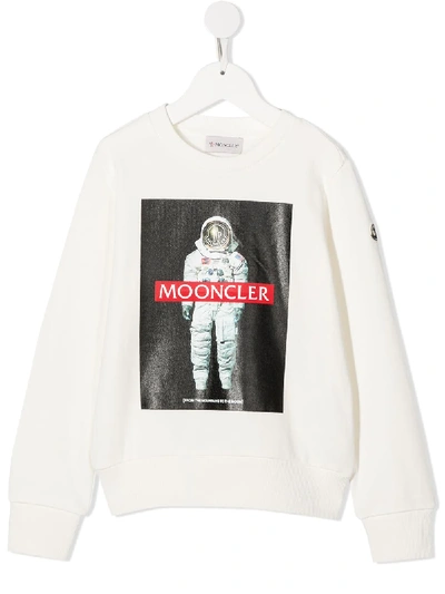 Shop Moncler Moonclergraphic Print Sweatshirt In White