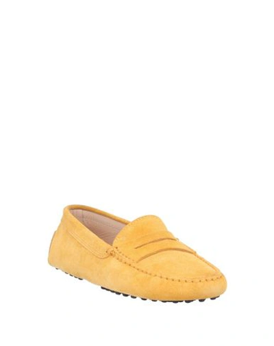 Tod's Woman Loafers Yellow Size 7.5 Soft Leather In Yellow