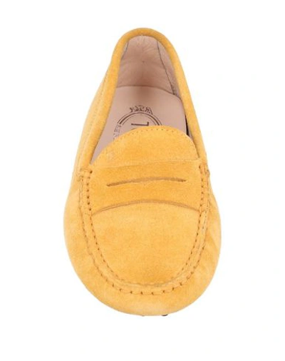 Shop Tod's Woman Loafers Ocher Size 6 Calfskin In Yellow