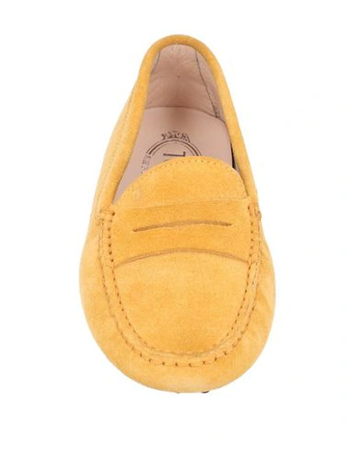 Tod's Woman Loafers Yellow Size 7.5 Soft Leather In Yellow