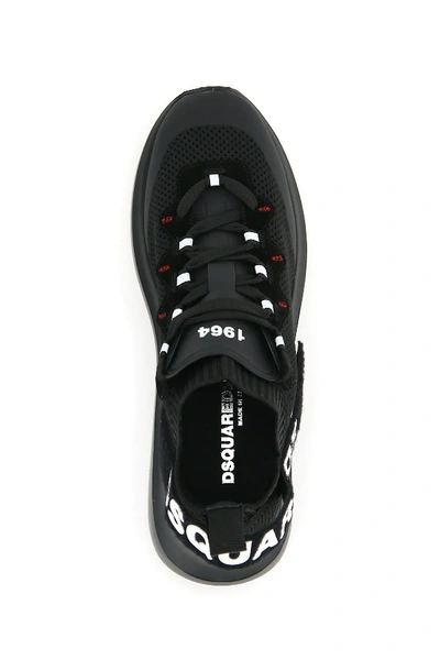 Shop Dsquared2 Speedster Knit Sneakers In Black,white,red