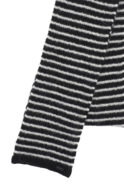 Shop Saint Laurent Maille Mariniere Knit Scarf In Black,white