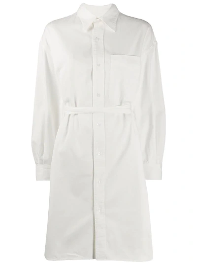 Shop R13 Belted Shirt Dress In White