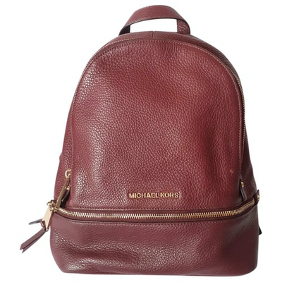 Pre-owned Michael Kors Rhea Burgundy Leather Backpack