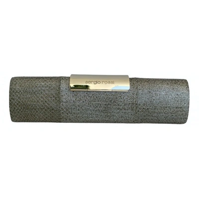 Pre-owned Sergio Rossi Leather Clutch Bag In Metallic