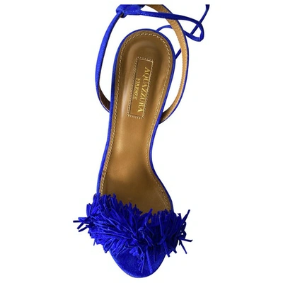 Pre-owned Aquazzura Wild Thing Blue Suede Sandals
