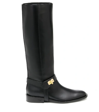 Shop Givenchy Eden Leather Knee-high Boots In Black