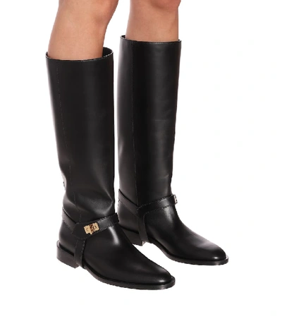 Shop Givenchy Eden Leather Knee-high Boots In Black