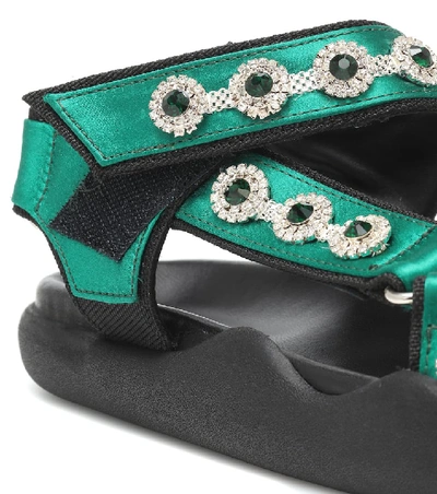 Shop Christopher Kane Crystal-embellished Satin Sandals In Green